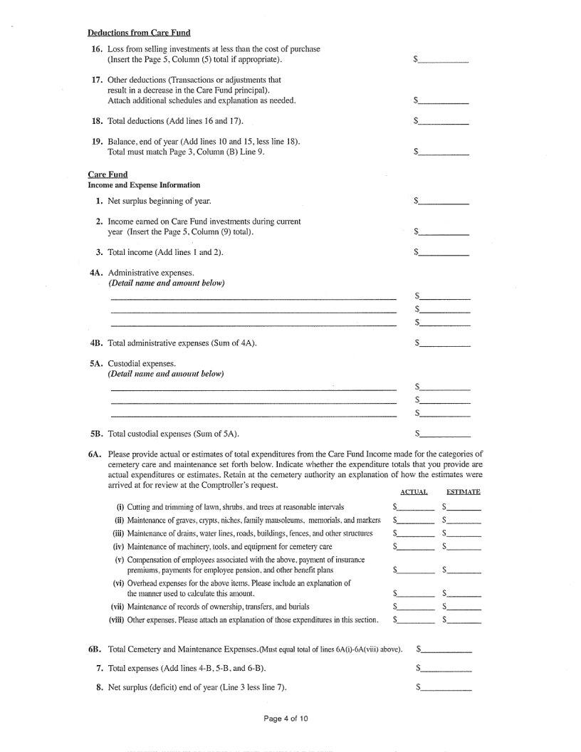Cemetery Care Act Form ≡ Fill Out Printable PDF Forms Online