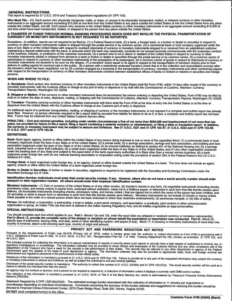 Customs Form 4790 ≡ Fill Out Printable PDF Forms Online