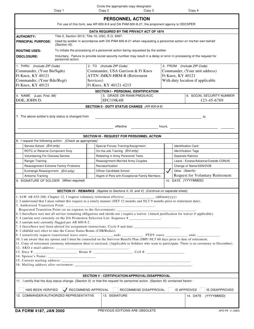 Da 4187 Example Form Fill Out Printable PDF Forms Online