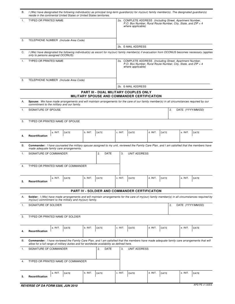 Da Form 5305 ≡ Fill Out Printable PDF Forms Online