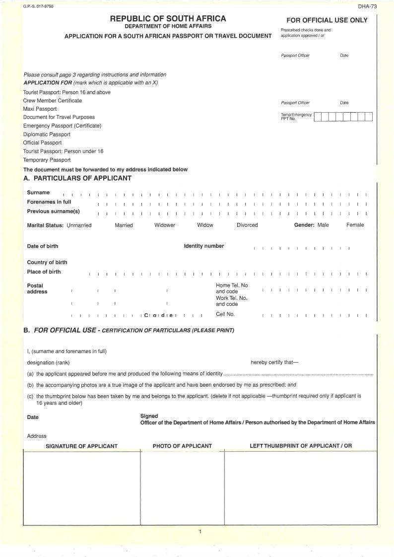 Dha 73 Passport Form Fill Out Printable PDF Forms Online