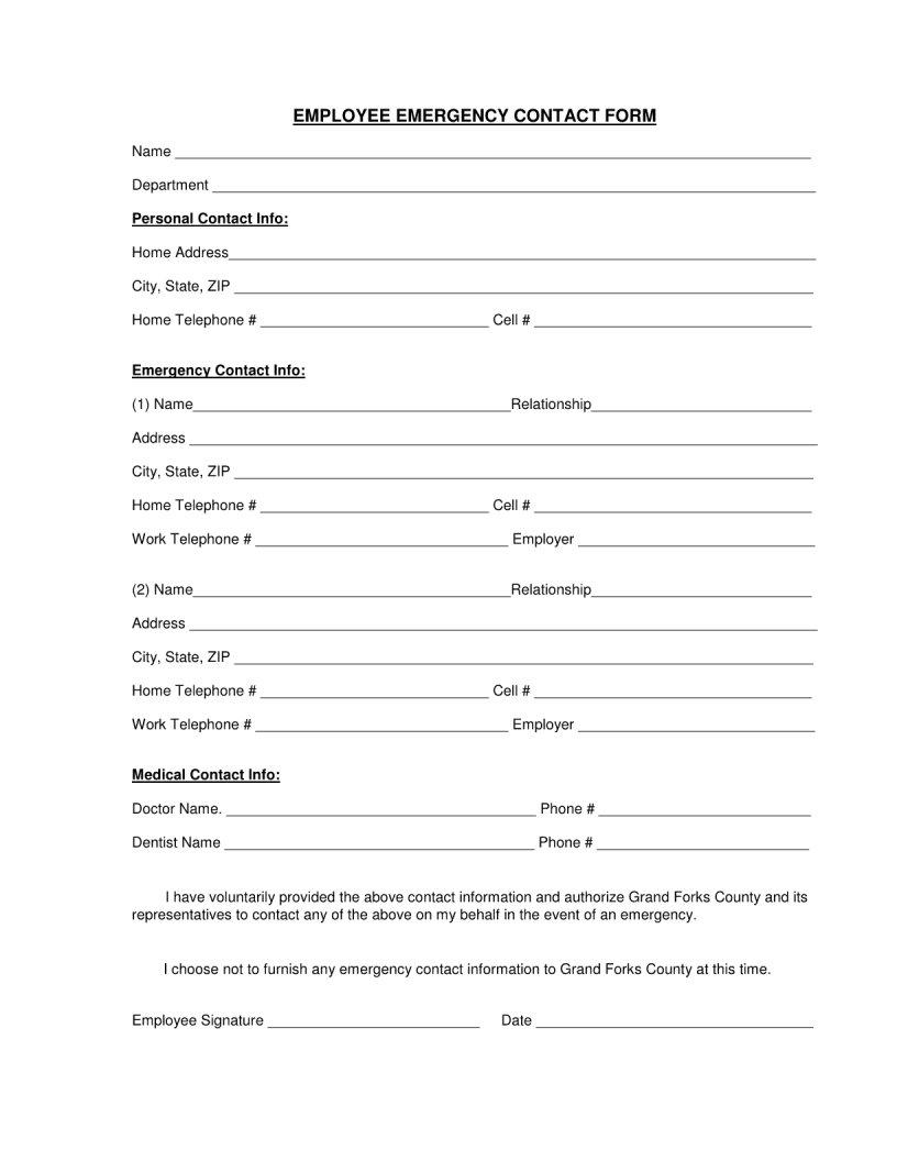 Employee Emergency Contact PDF Form FormsPal