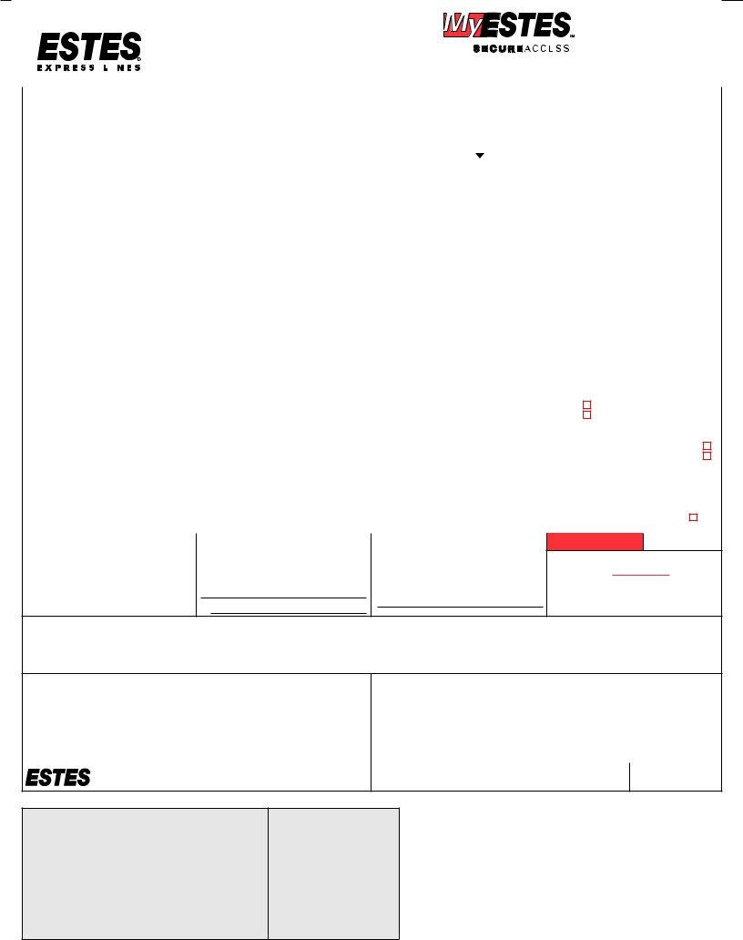 Estes Bill Of Lading Form ≡ Fill Out Printable PDF Forms Online