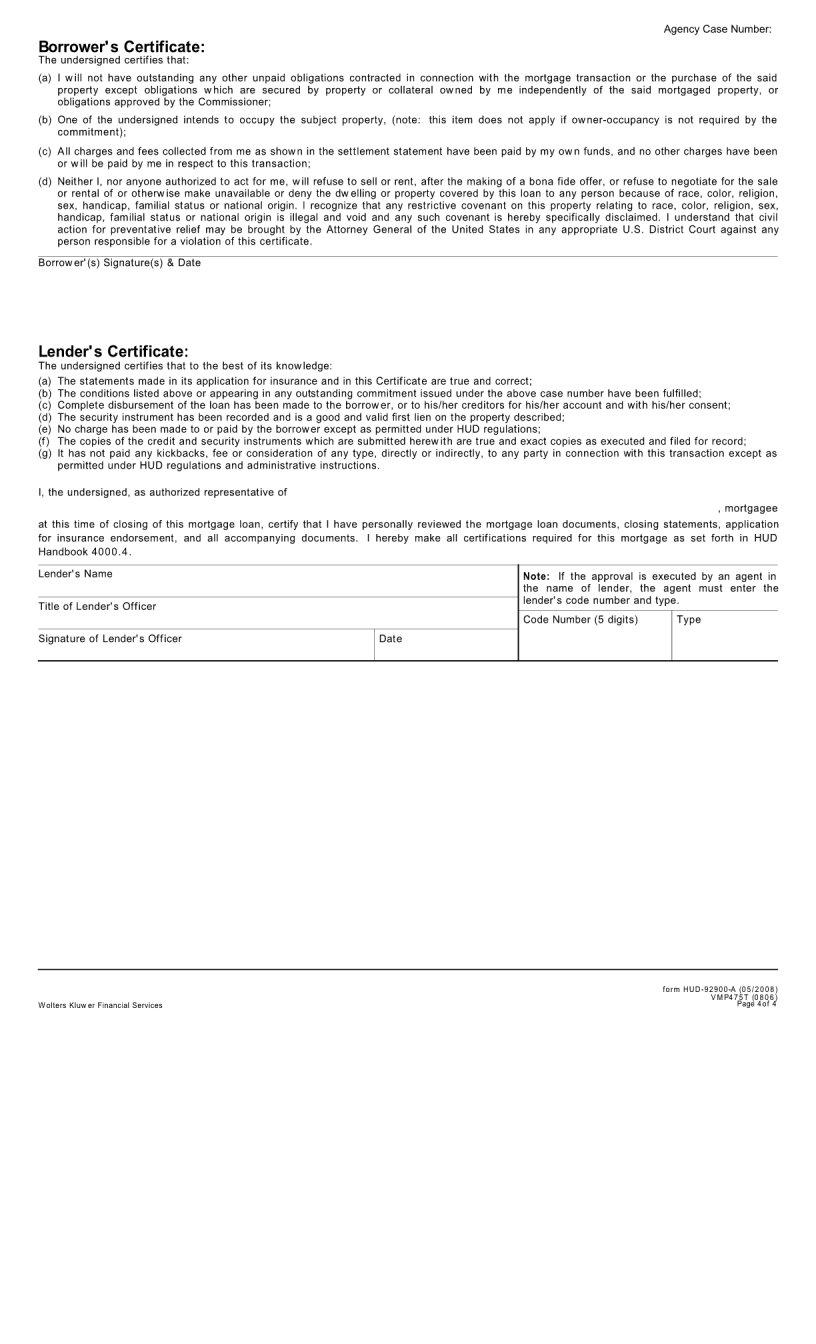 Form Hud 92900 A ≡ Fill Out Printable PDF Forms Online