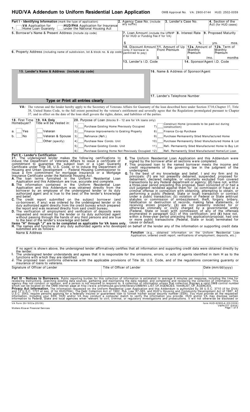 Form Hud 92900 A ≡ Fill Out Printable PDF Forms Online