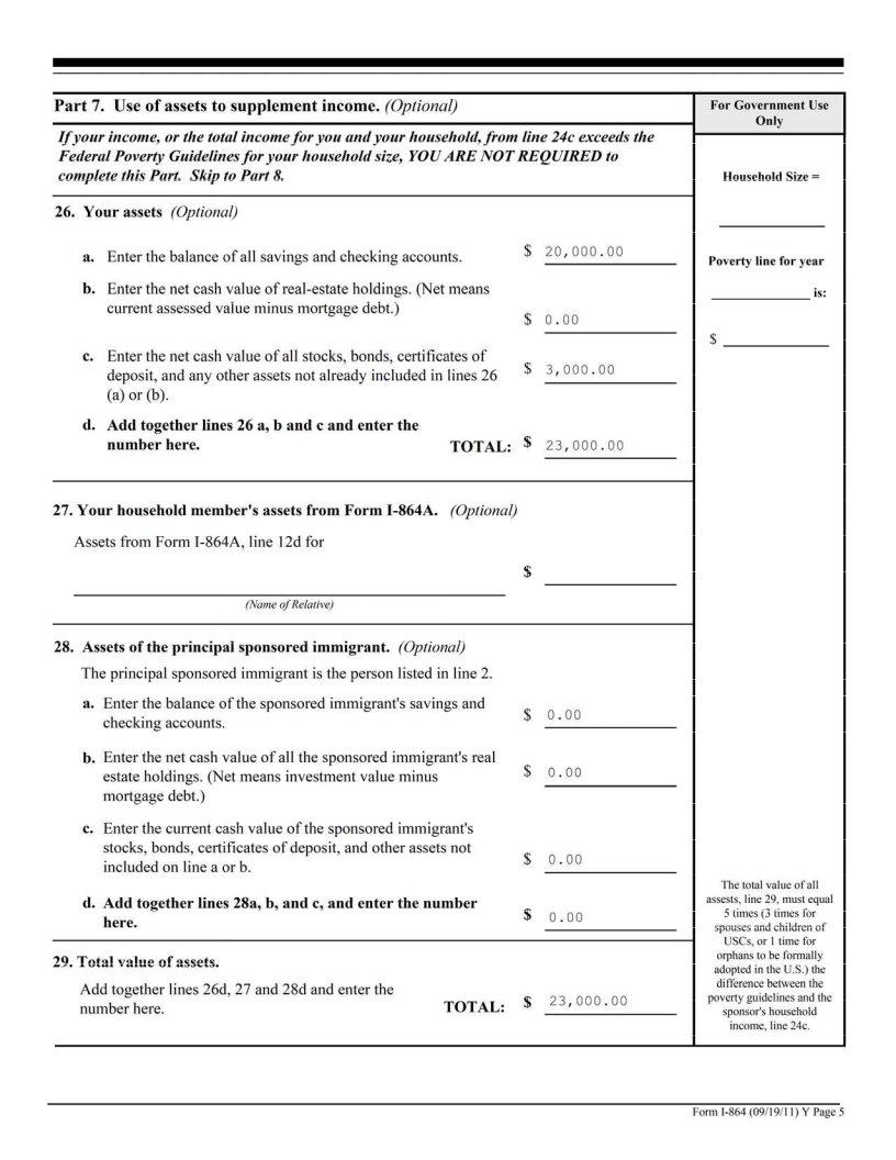 Form I 864 Sample ≡ Fill Out Printable PDF Forms Online