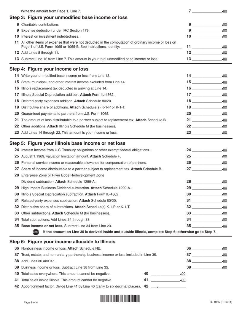 Form Il 1065 ≡ Fill Out Printable PDF Forms Online
