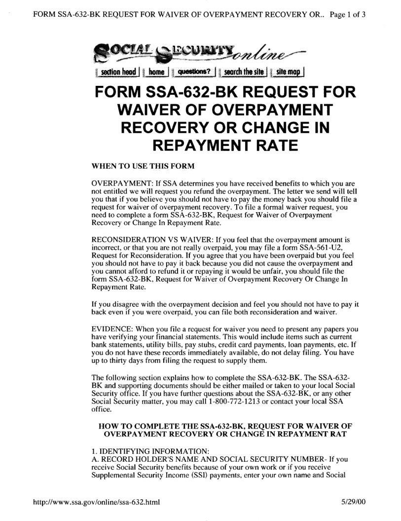 Form Ssa 632 ≡ Fill Out Printable Pdf Forms Online 