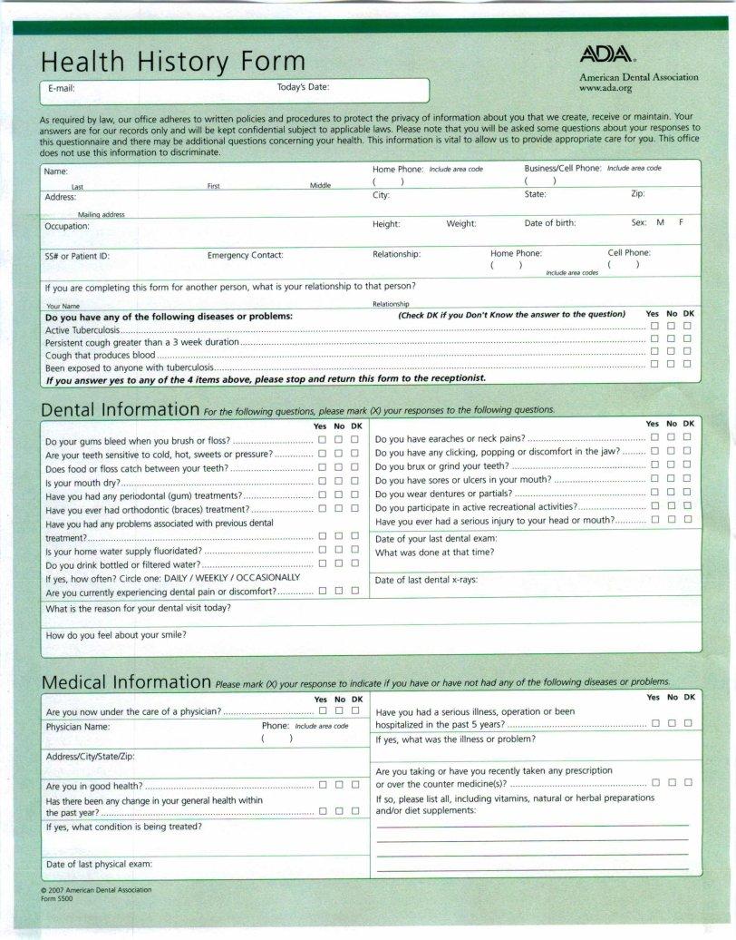 PDF Dental Anamnesis Form: free download available