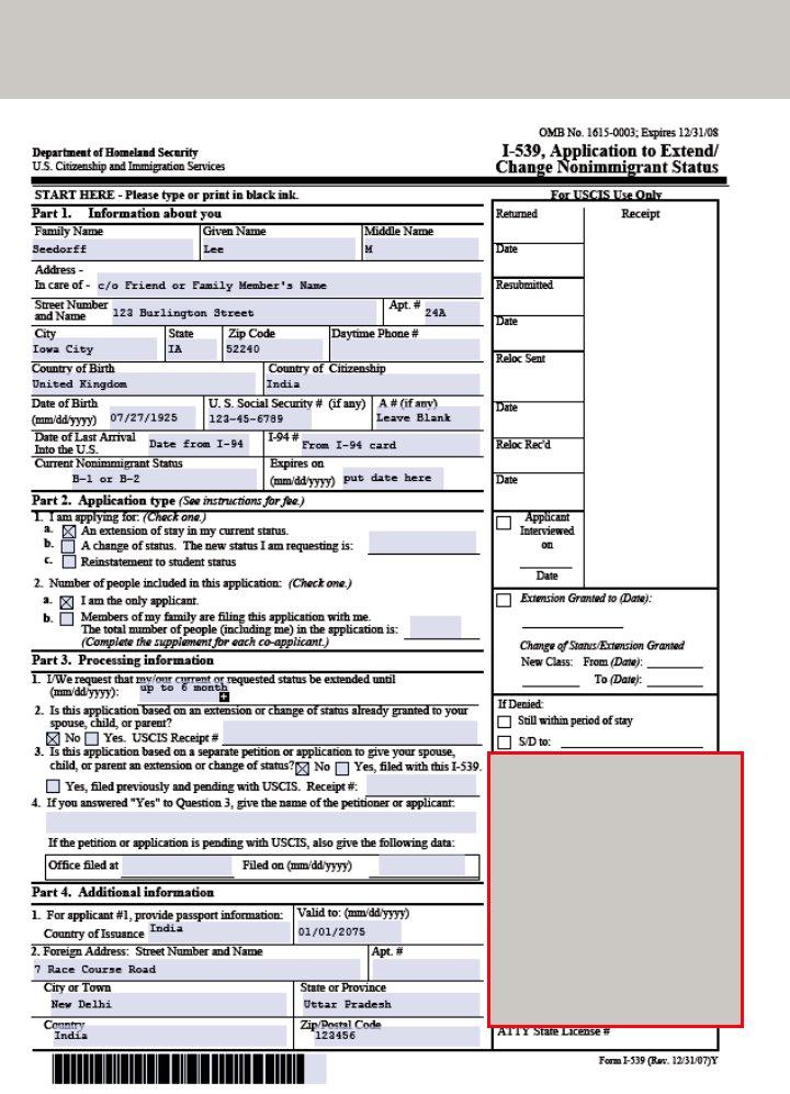 I 539 Form ≡ Fill Out Printable Pdf Forms Online 6526