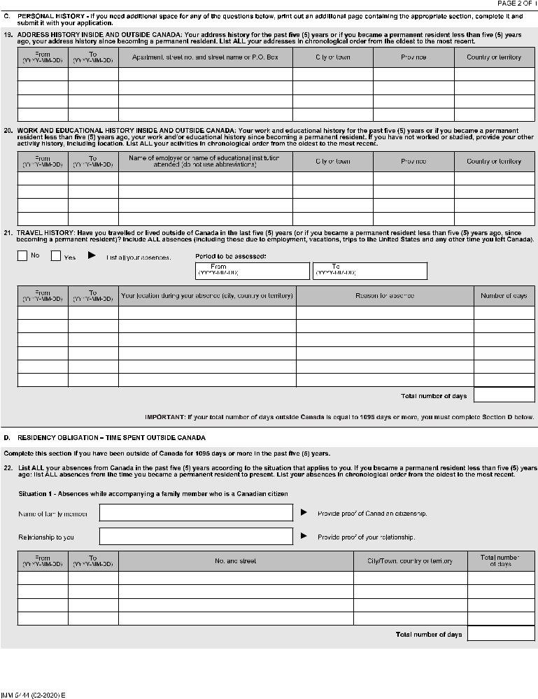 Imm 5444 Form Fill Out Printable PDF Forms Online
