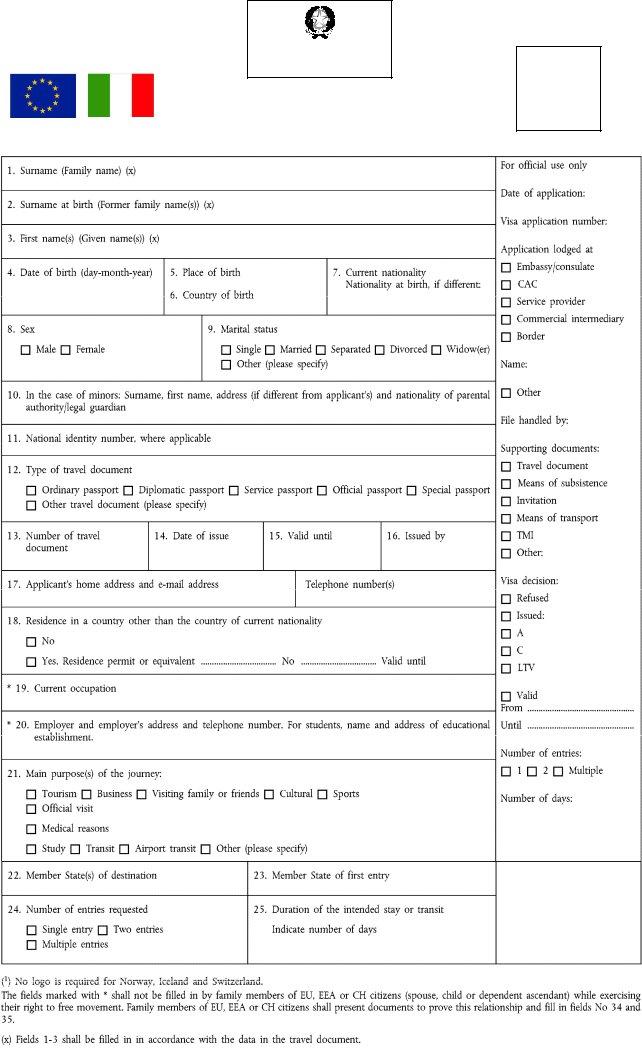 Italy Visa Application Sample PDF Form FormsPal