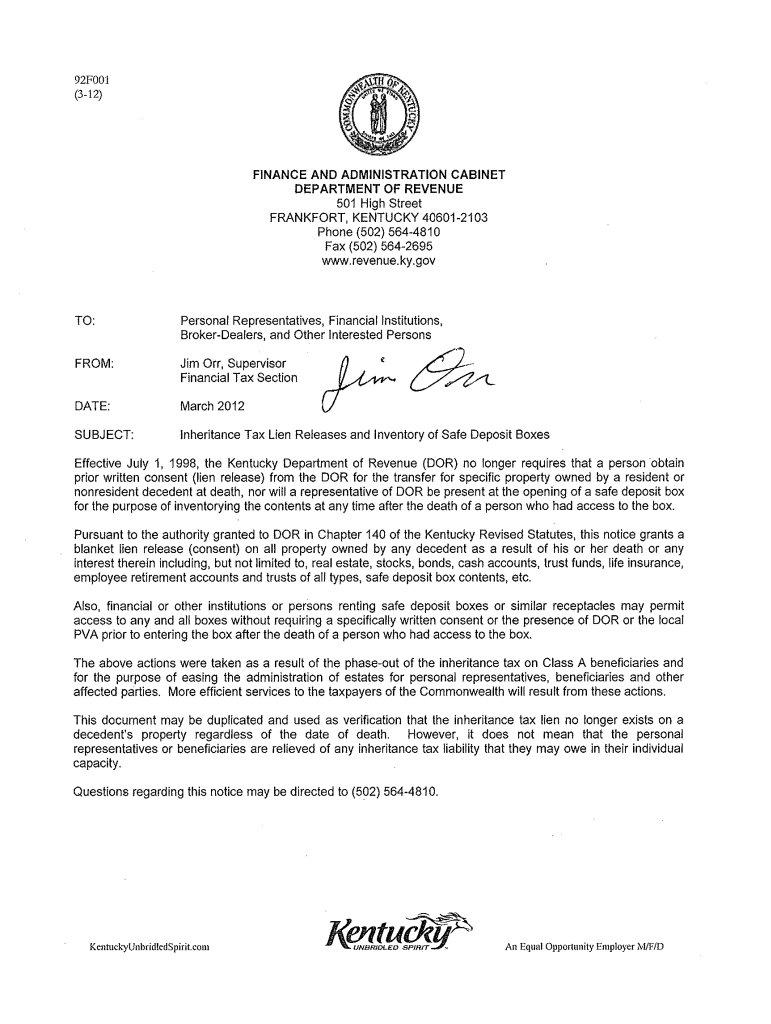 Kentucky Inheritance Tax s PDF Form FormsPal