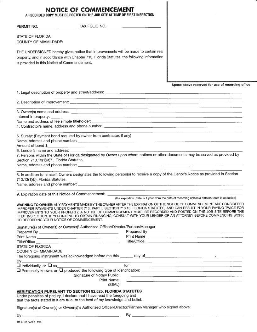 Notice Commencement Form ≡ Fill Out Printable PDF Forms Online