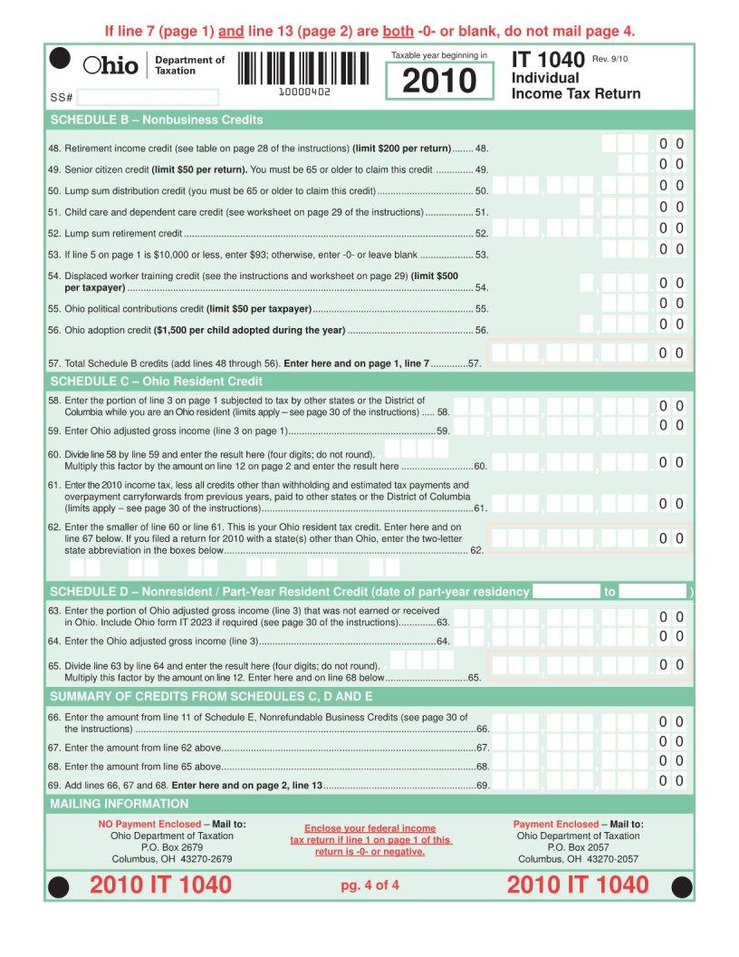 Ohio It 1040 Form ≡ Fill Out Printable Pdf Forms Online