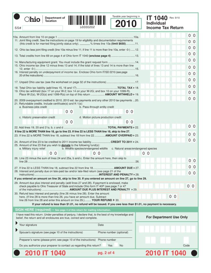 Ohio It 1040 Form ≡ Fill Out Printable PDF Forms Online