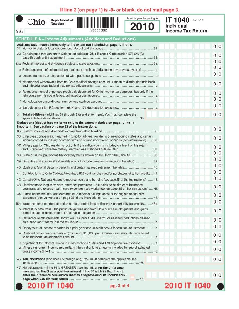 Ohio It 1040 Form ≡ Fill Out Printable PDF Forms Online