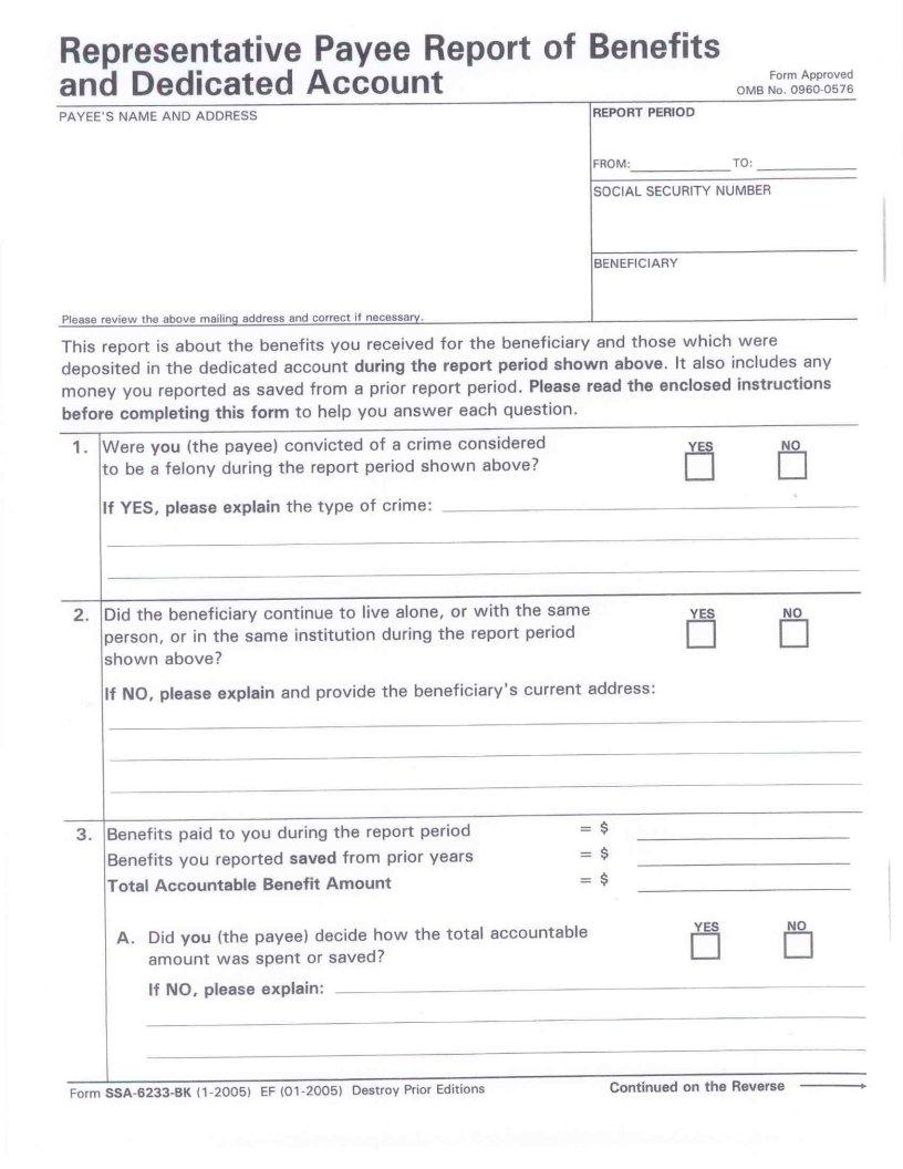 Representative Payee Report PDF Form FormsPal