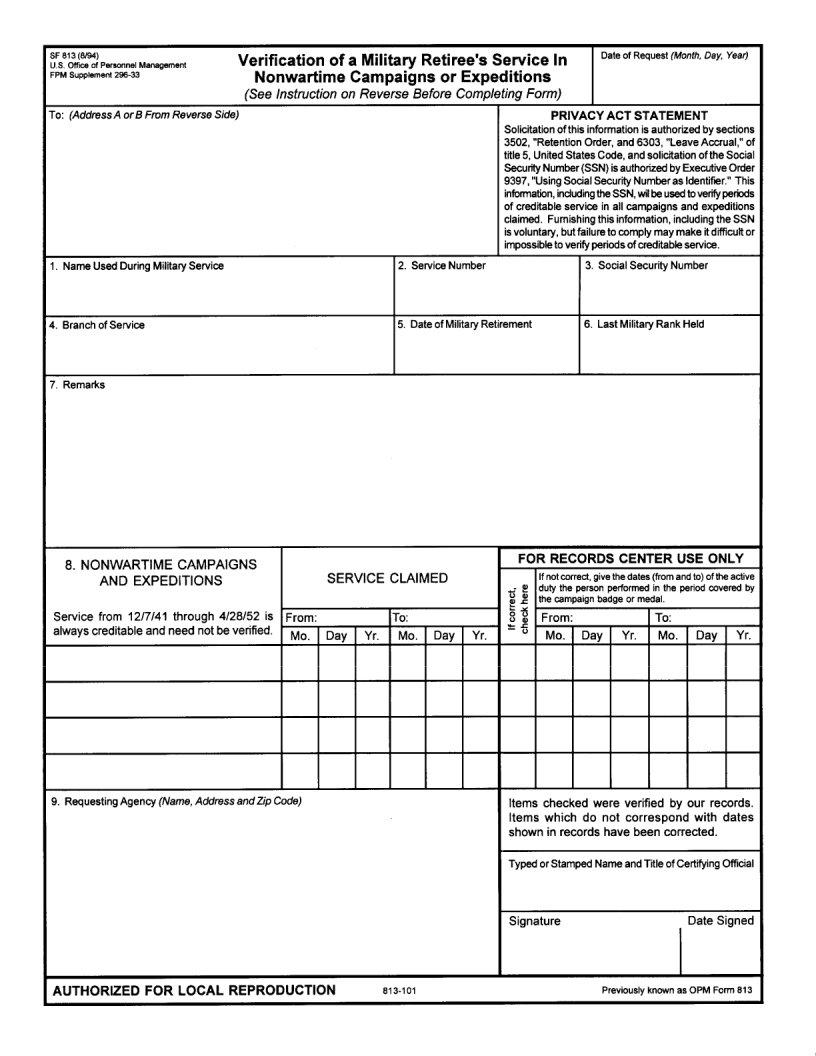 Sf 813 Form ≡ Fill Out Printable Pdf Forms Online