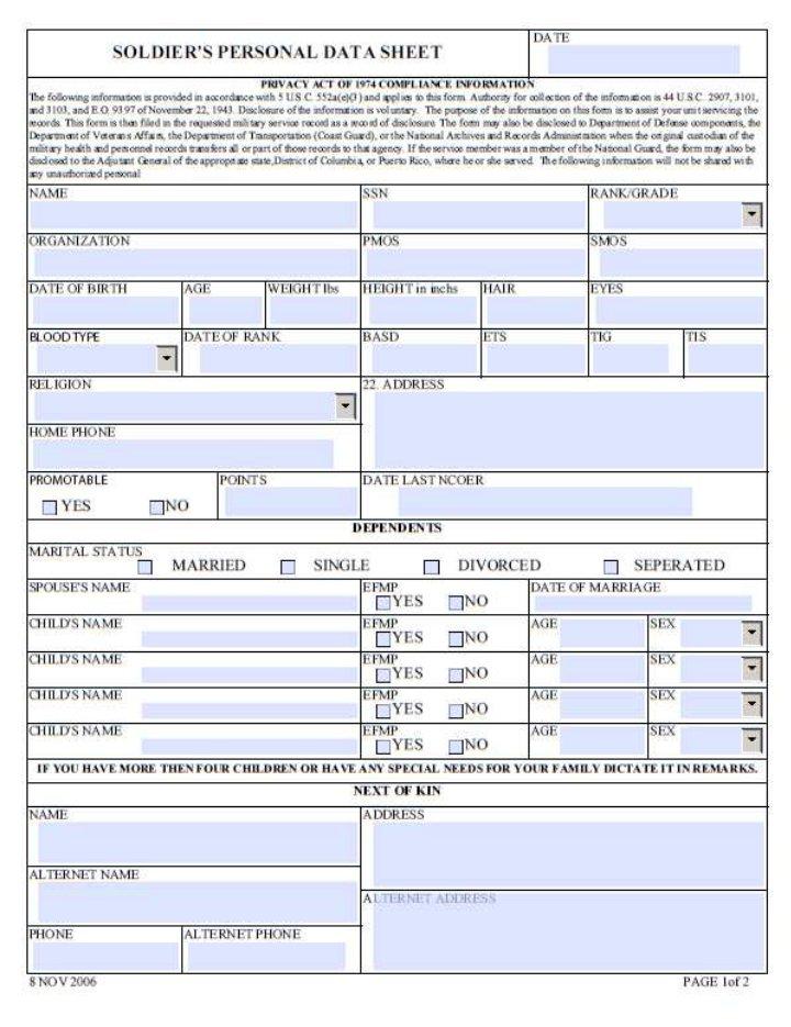 Soldiers Privacy Act Statement PDF Form FormsPal