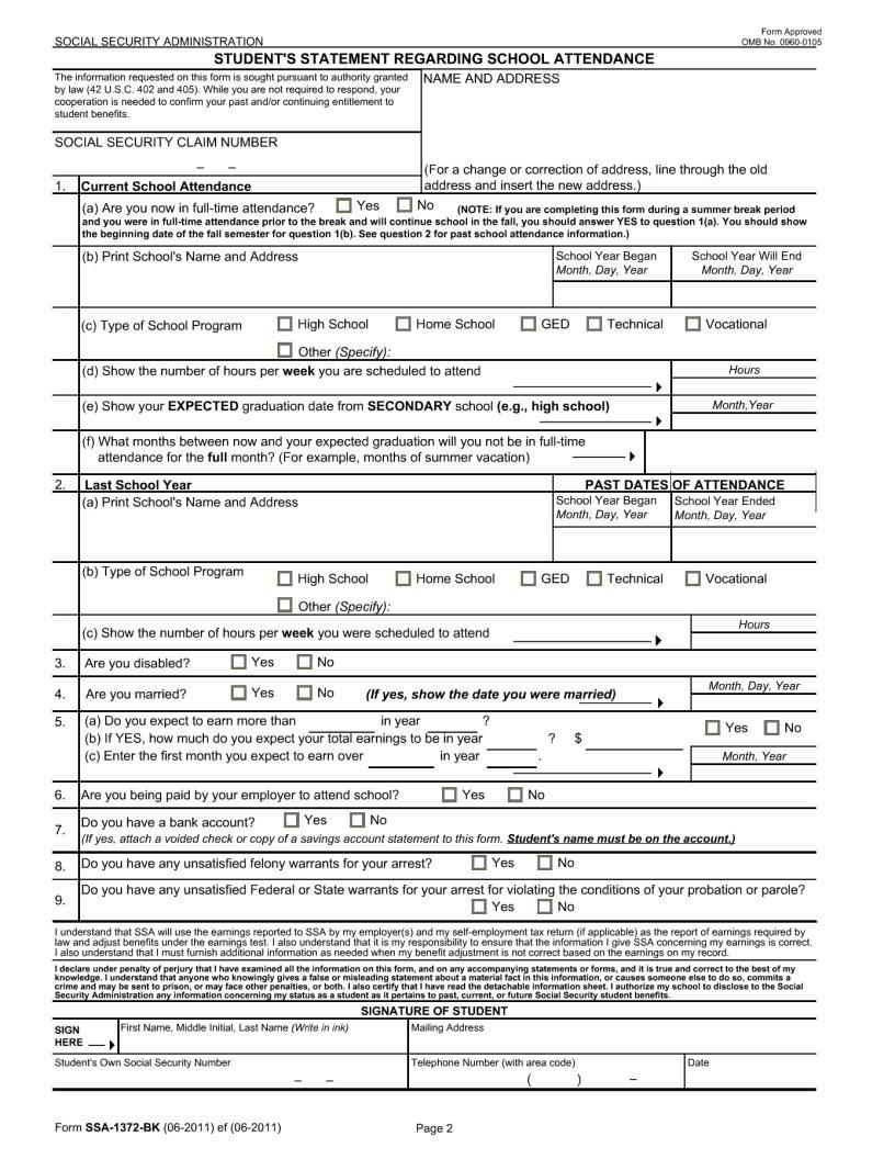 Ssa 1372 Bk Form Fill Out Printable PDF Forms Online