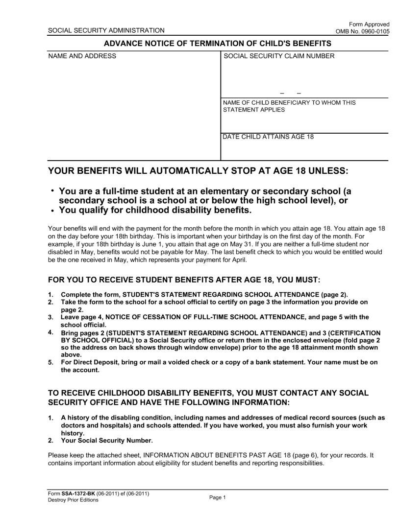 Ssa 1372 Bk Form ≡ Fill Out Printable PDF Forms Online