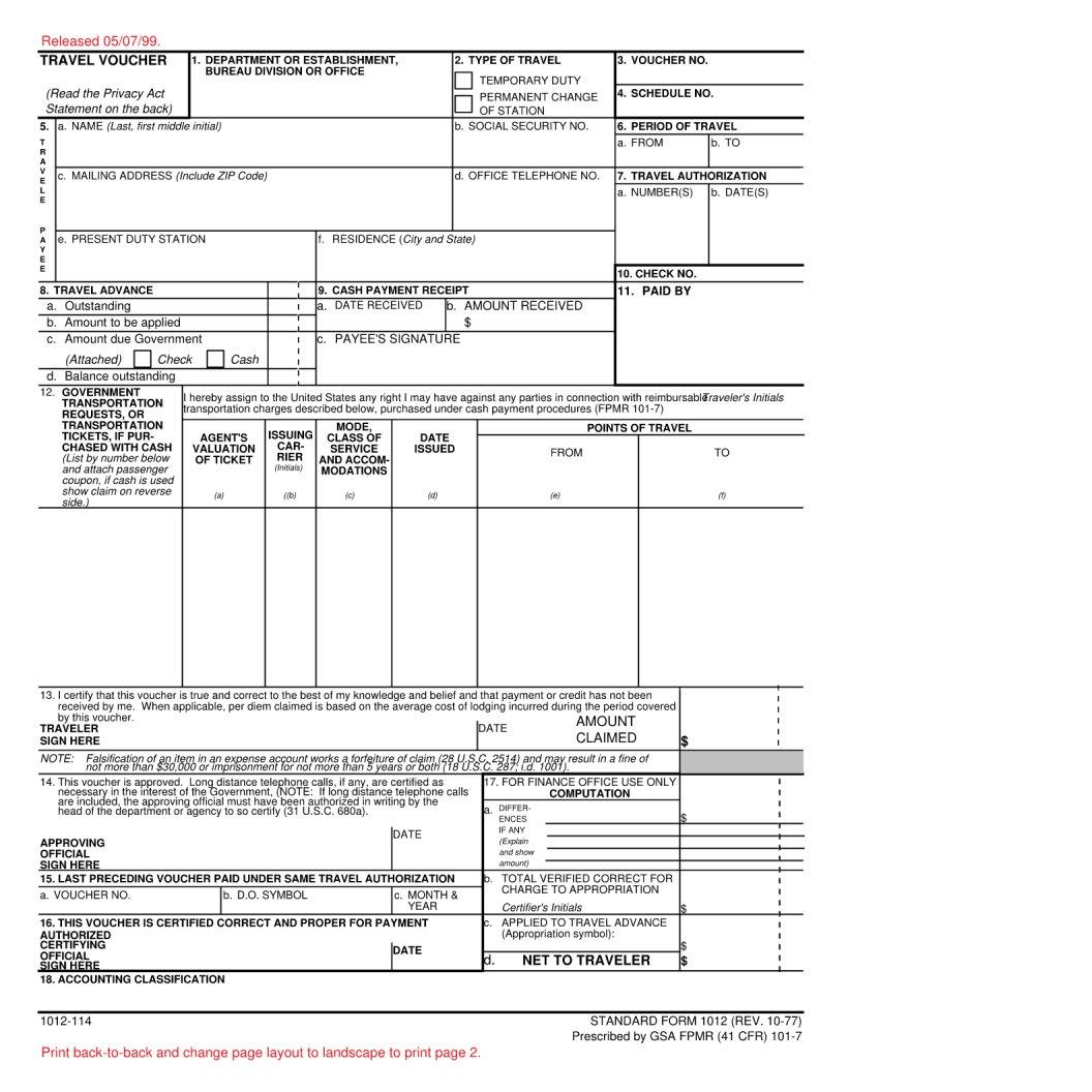 Standard Form 1012 ≡ Fill Out Printable Pdf Forms Online 2633