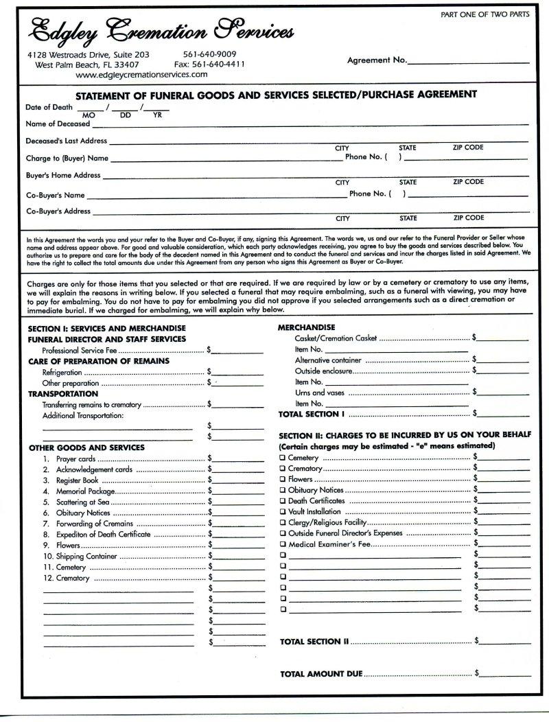 Statement Of Funeral Goods And Services PDF Form - FormsPal
