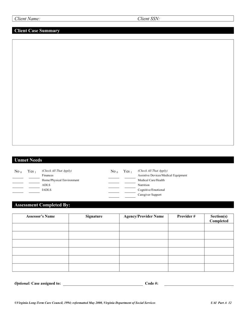 Uai Assessment Form ≡ Fill Out Printable PDF Forms Online