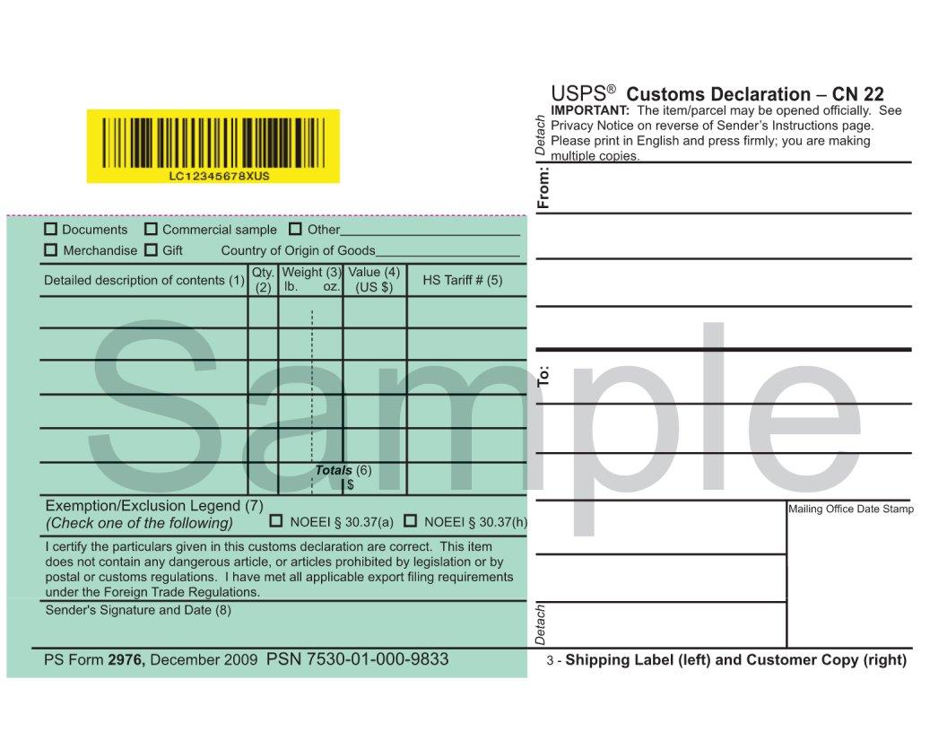 Usps Cn22 Form Fill Out Printable PDF Forms Online