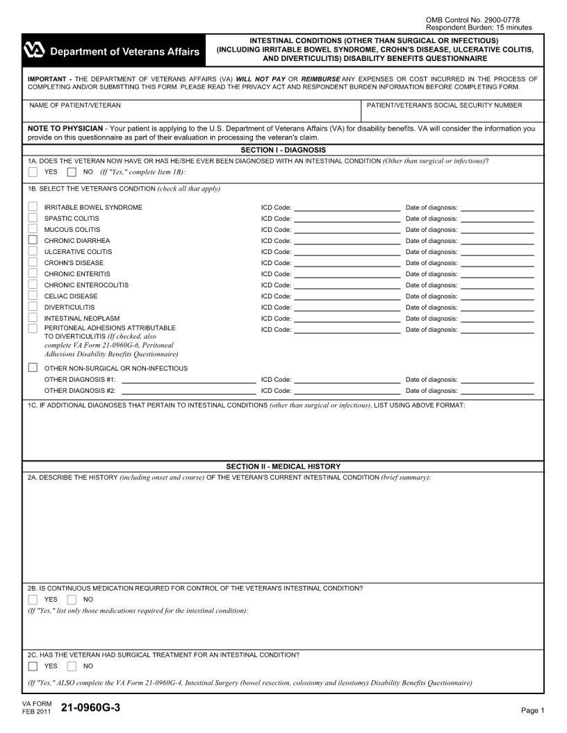 Va Form 21 0960G 3 ≡ Fill Out Printable PDF Forms Online