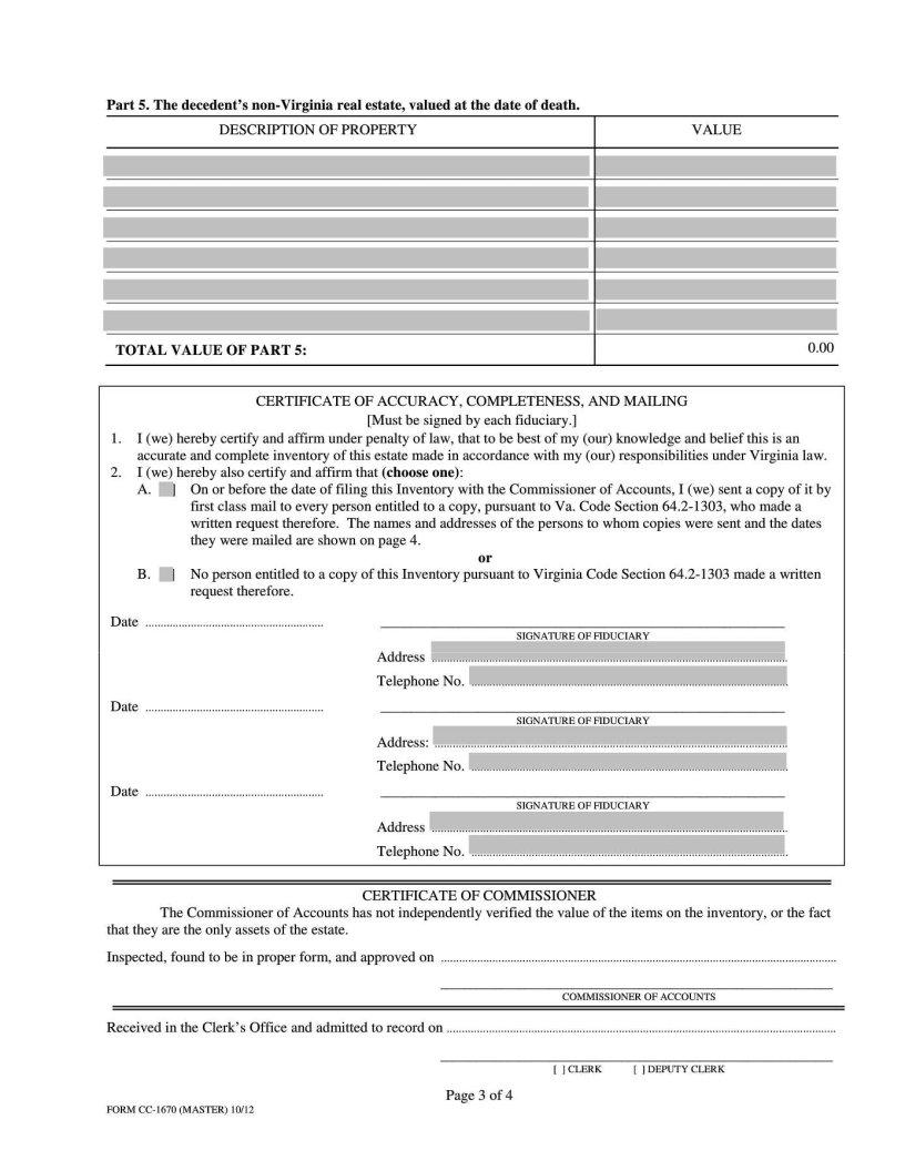 Virginia Form Estate Cc 1670 ≡ Fill Out Printable Pdf Forms Online 8292
