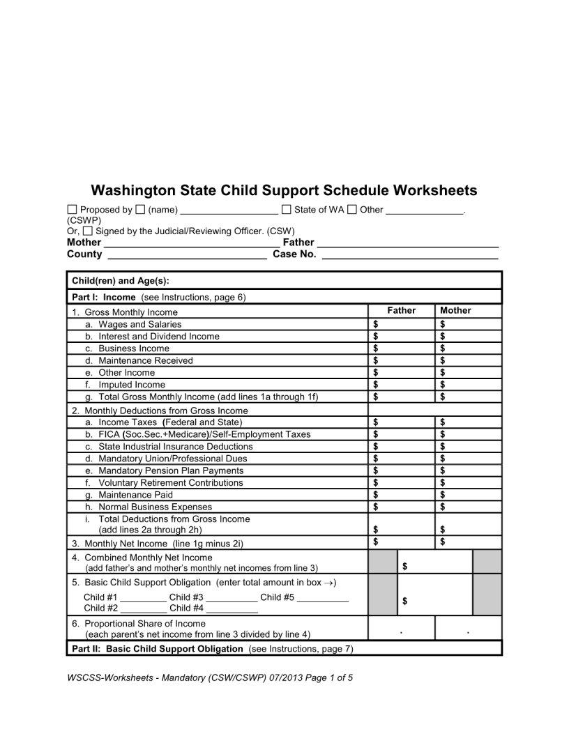 Washington Parenting Plans PDF Form FormsPal