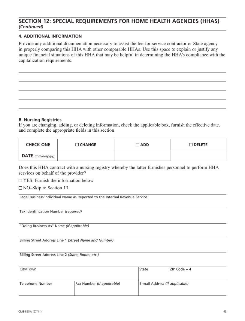 Cms 855A ≡ Fill Out Printable PDF Forms Online