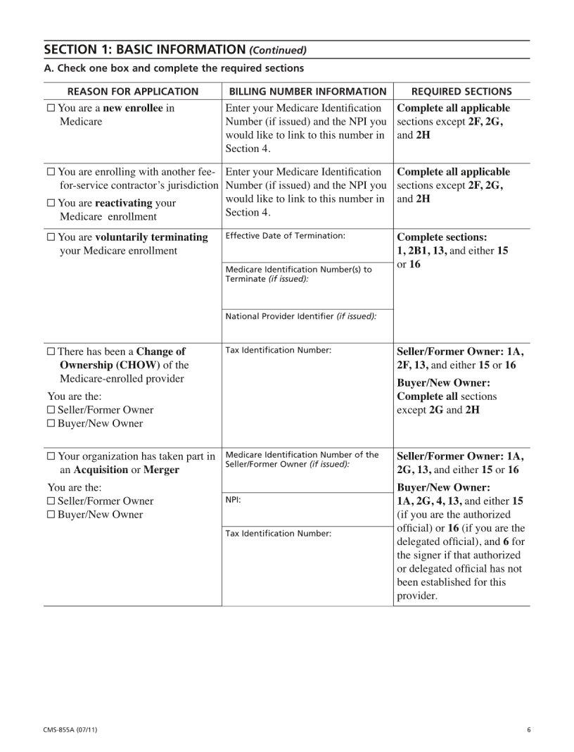 Cms 855A ≡ Fill Out Printable PDF Forms Online