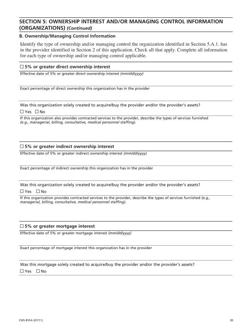 Cms 855A ≡ Fill Out Printable PDF Forms Online