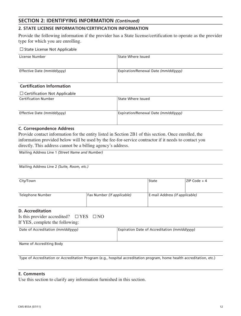 Cms 855A ≡ Fill Out Printable PDF Forms Online