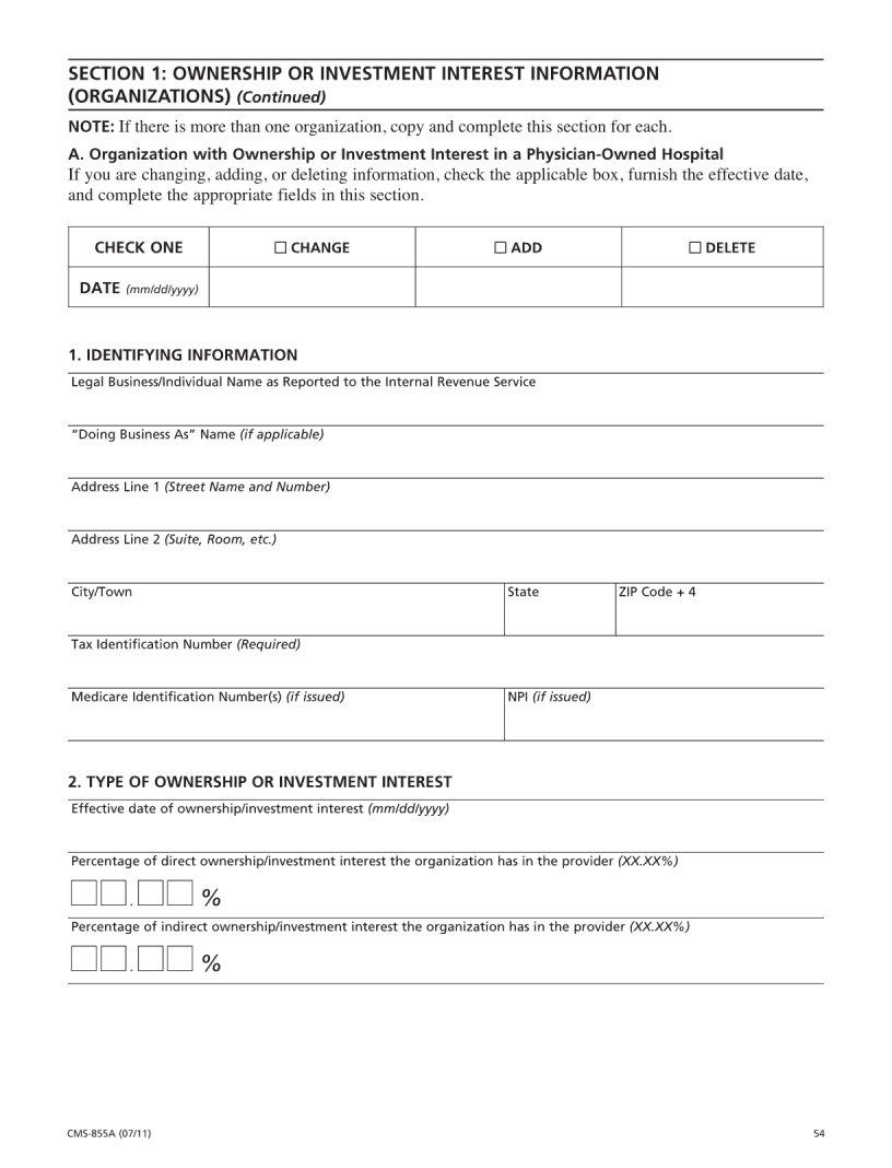 Cms 855A ≡ Fill Out Printable PDF Forms Online