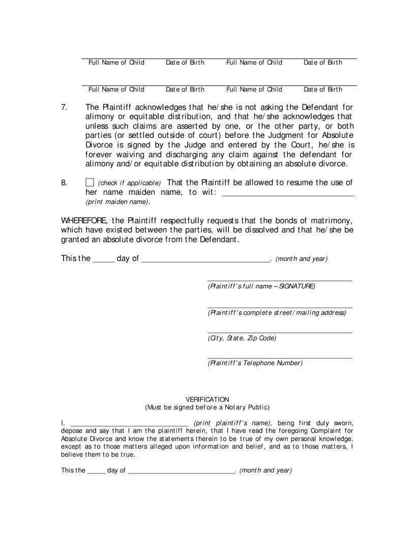 Complaint Divorce Nc Form ≡ Fill Out Printable Pdf Forms Online 3666