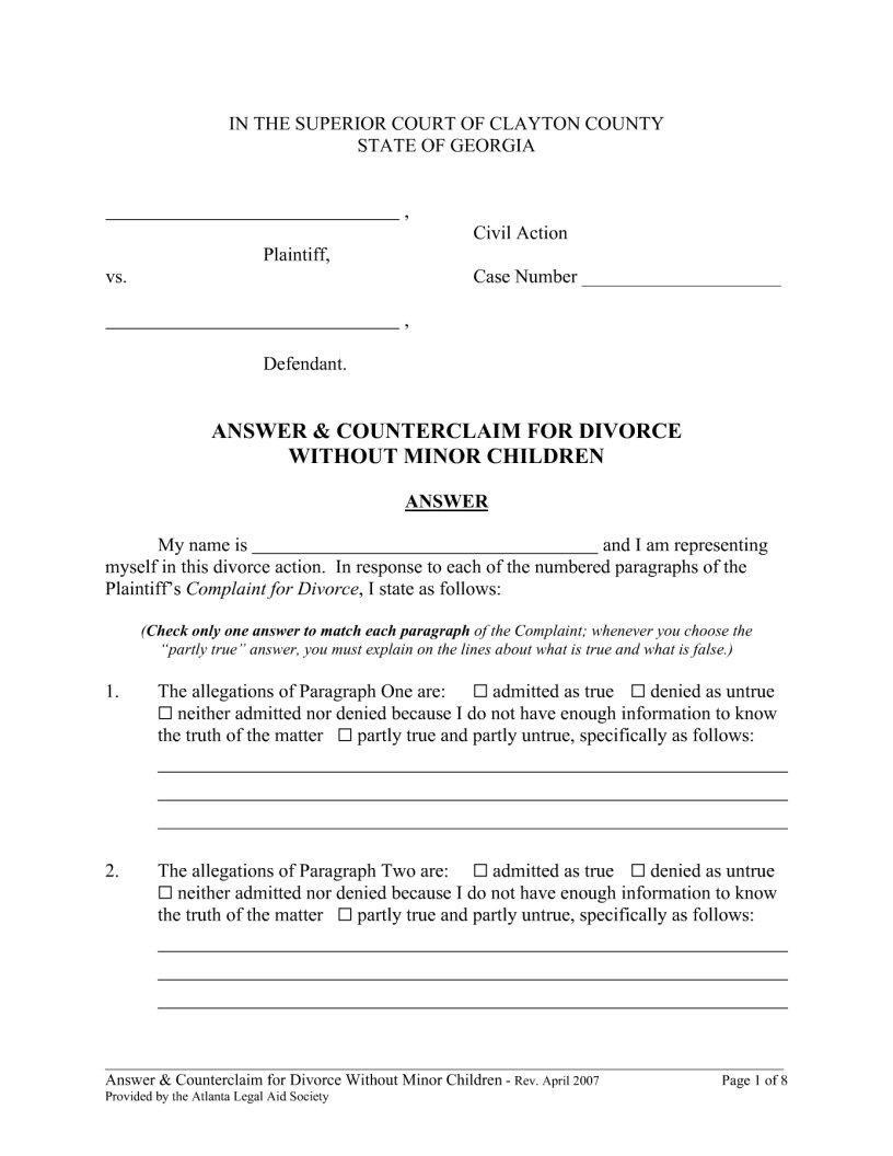 Divorce Decree Sample Fill Out Printable PDF Forms Online