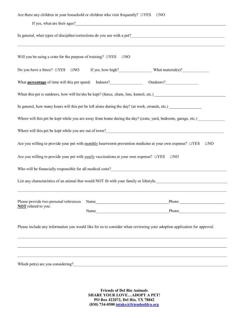 Dog Adoption Application ≡ Fill Out Printable PDF Forms Online