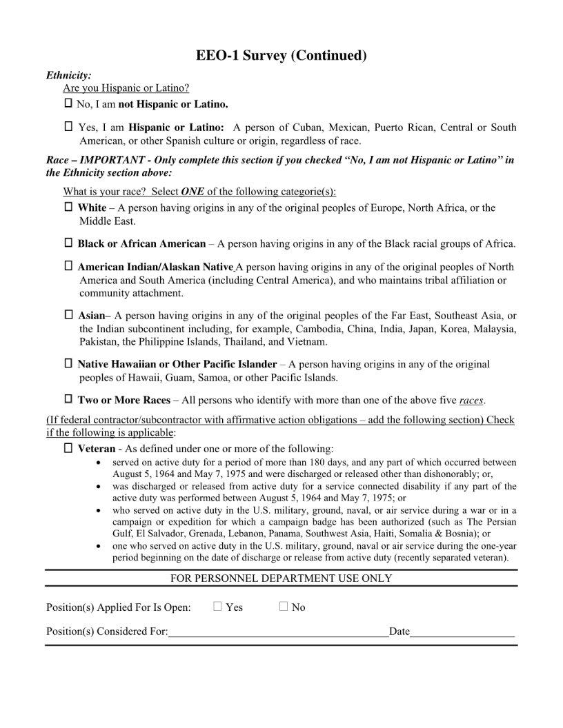 Eeo 1 Form Fill Out Printable PDF Forms Online