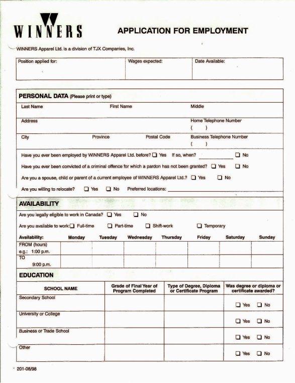 Canadian Tire Job Application Form Pdf Fill Online Printable Fillable 
