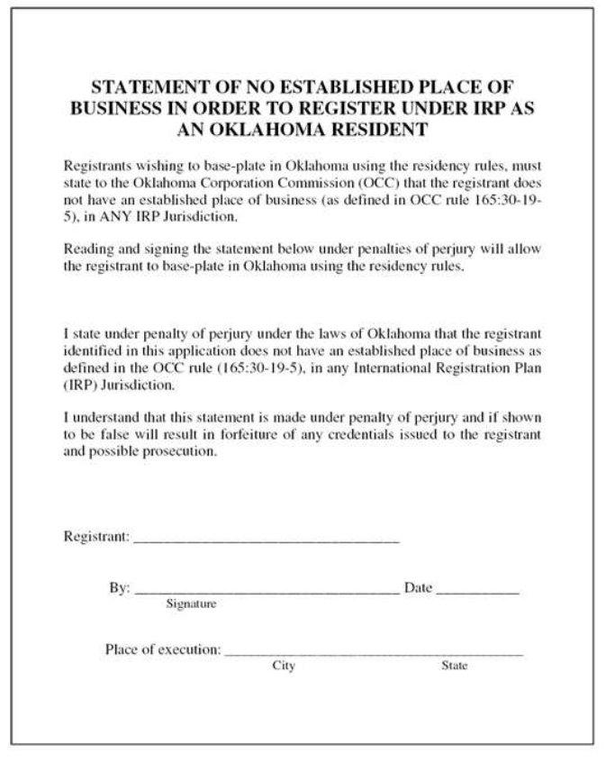 Irp Registration Oklahoma ≡ Fill Out Printable PDF Forms Online