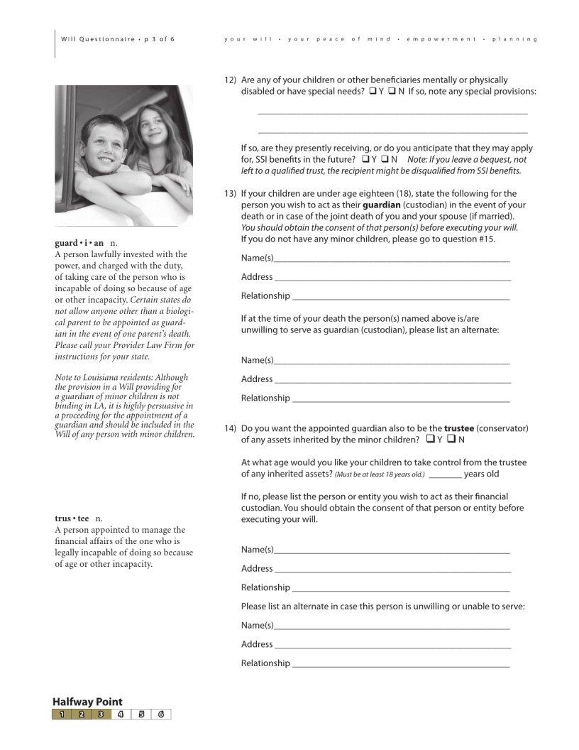 Legalshield Will Questionnaire ≡ Fill Out Printable PDF Forms Online
