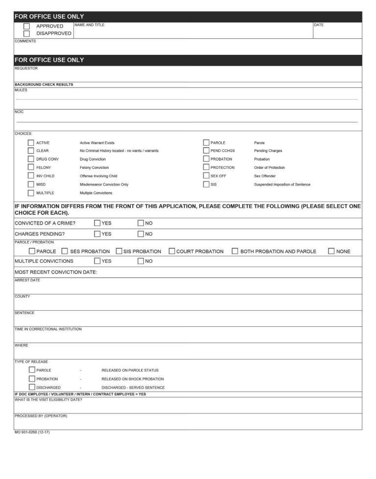 Missouri Dept Of Corrections PDF Form FormsPal