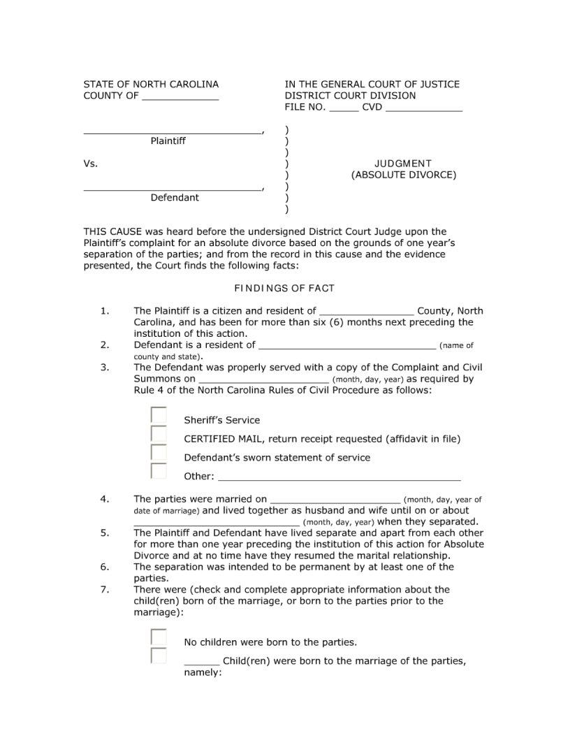 nc pro divorce form fill out printable pdf forms online