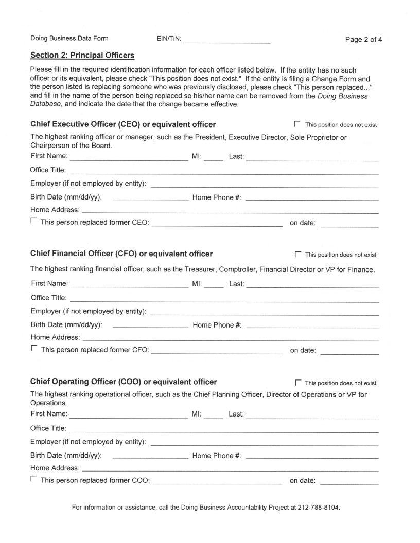 Nyc Doing Business Data Form ≡ Fill Out Printable PDF Forms Online