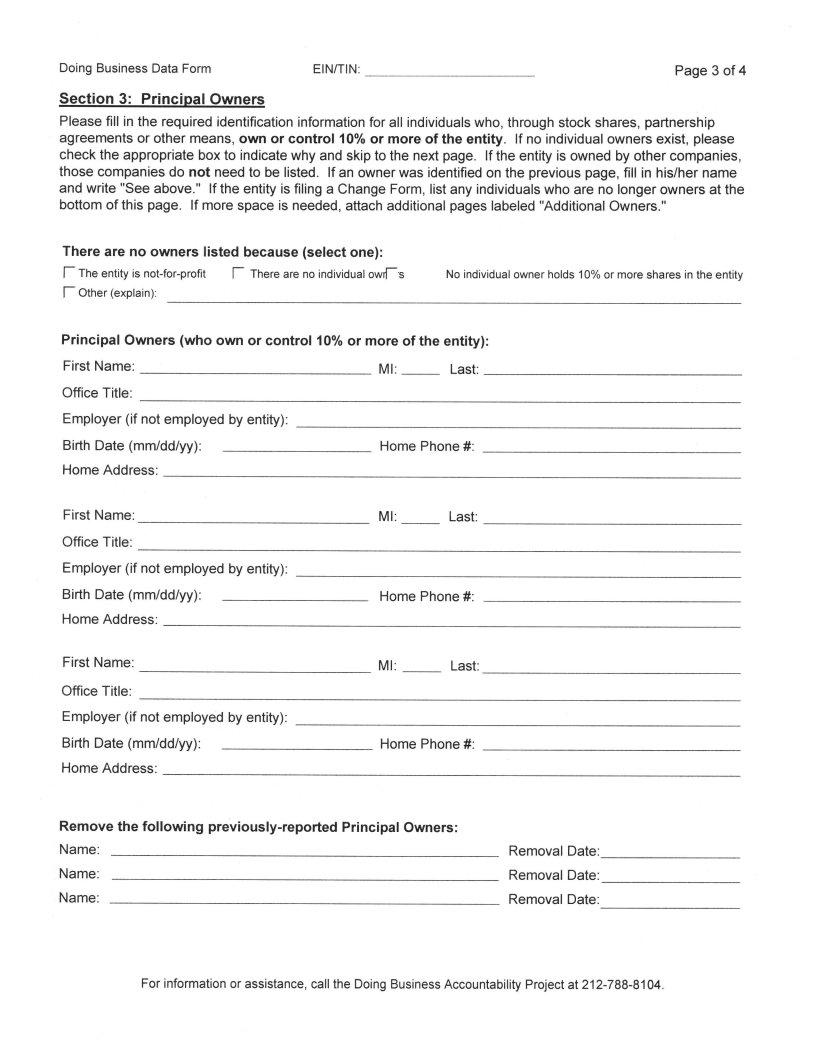 Nyc Doing Business Data Form ≡ Fill Out Printable PDF Forms Online