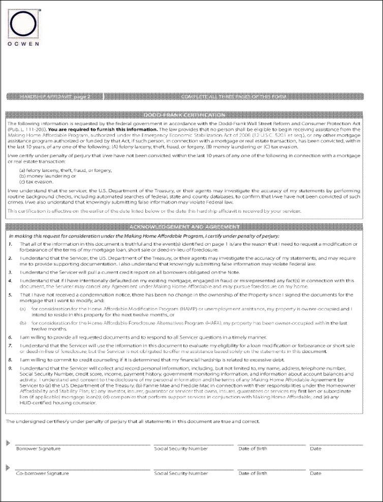 Ocwen Short Sale Package ≡ Fill Out Printable PDF Forms Online